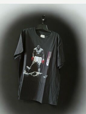 Men's Black Boxing Graphic Tee with Red Glove Accent